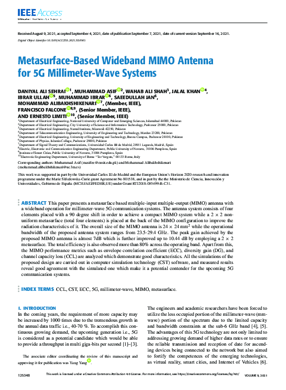 (PDF) Metasurface-Based Wideband MIMO Antenna for 5G Millimeter-Wave ...