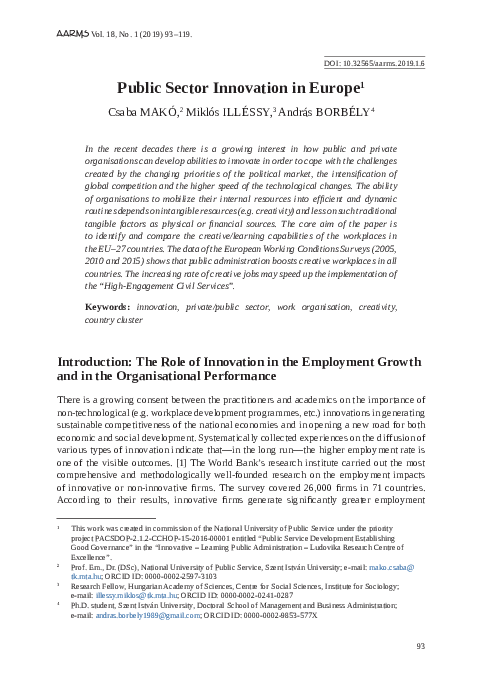 (PDF) Public Sector Innovation in Europe