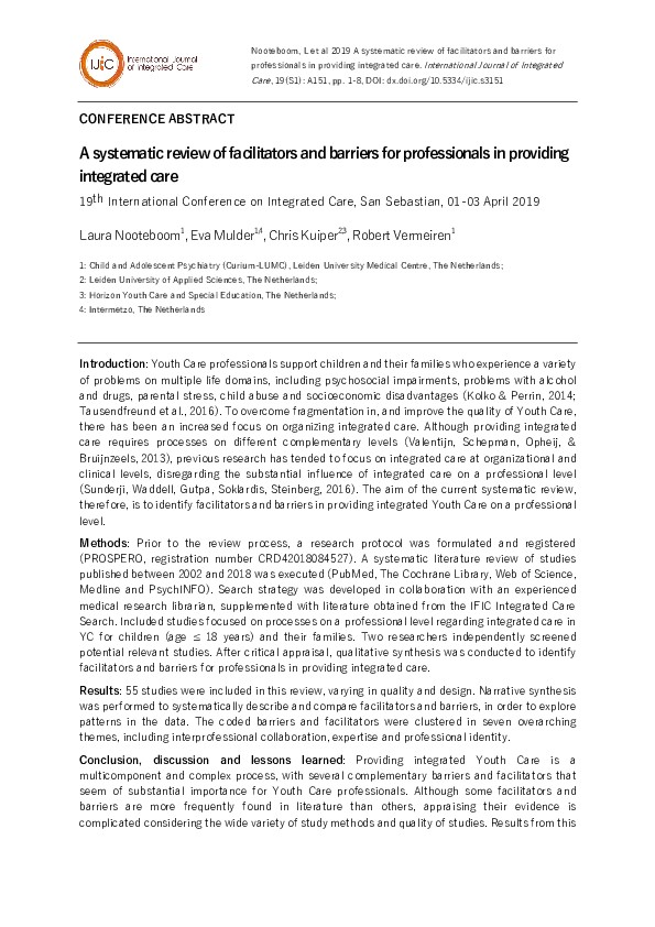 (PDF) A systematic review of facilitators and barriers for ...