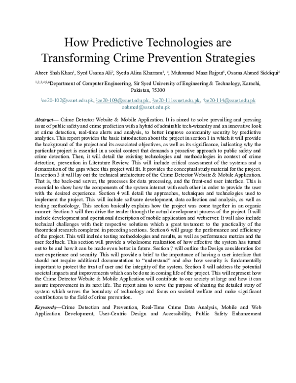 (PDF) How Predictive Technologies are Transforming Crime Prevention ...