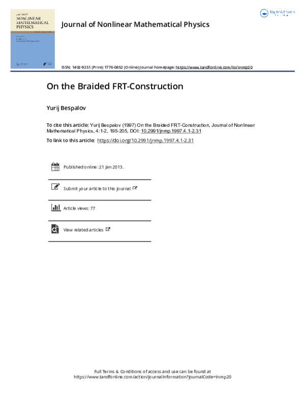 (PDF) On braided FRT-construction