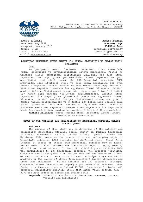 (PDF) Study of the Validity and Reliability of Basketball Official ...