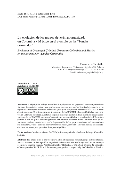 (PDF) La evolución de los grupos del crimen organizado en Colombia y ...