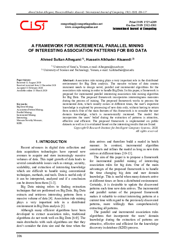 (PDF) A Framework for Incremental Parallel Mining of Interesting ...