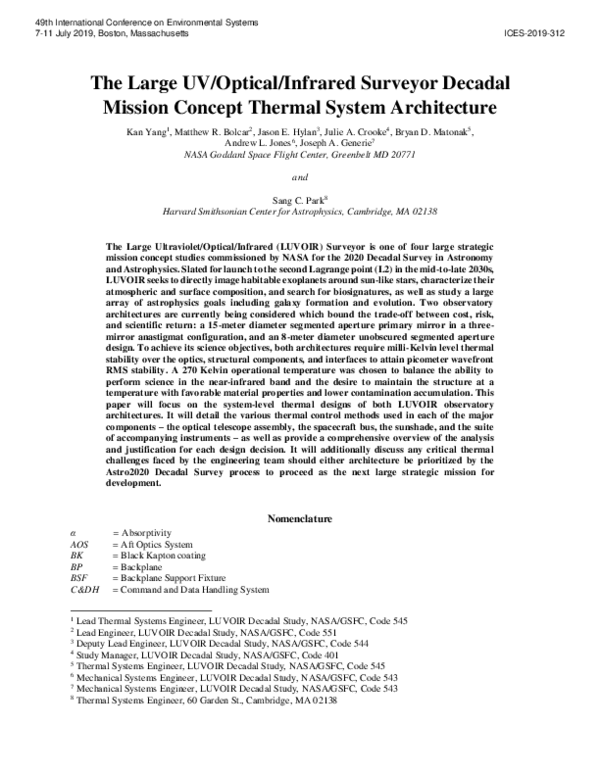 (PDF) The Large UV/Optical/Infrared Surveyor Decadal Mission Concept ...