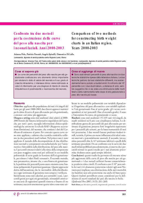 (PDF) [Comparison of two methods for constructing birth weight charts ...