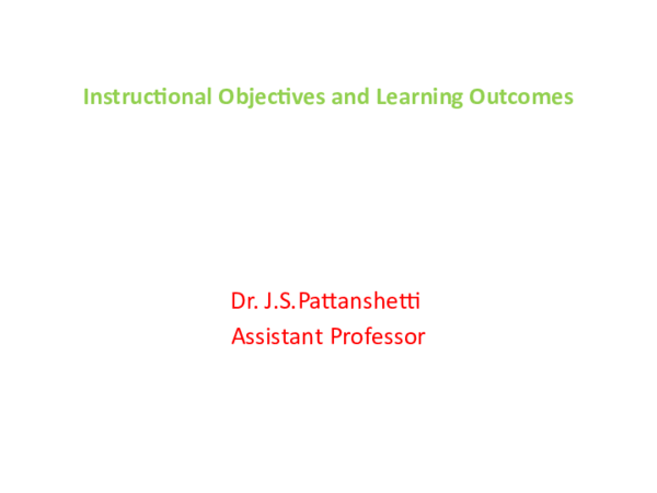 (PPT) Difference between learning outcomes and instructional objectives