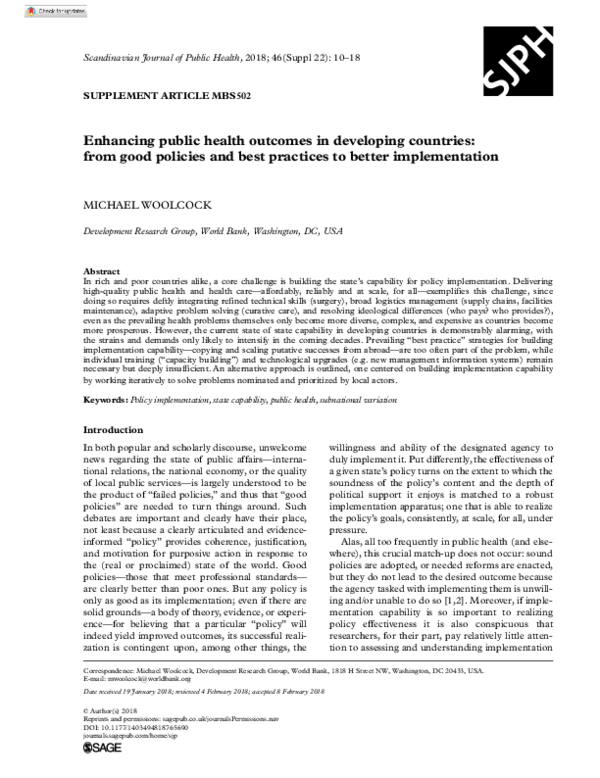 (PDF) Enhancing Public Health Outcomes in Developing Countries: From ...