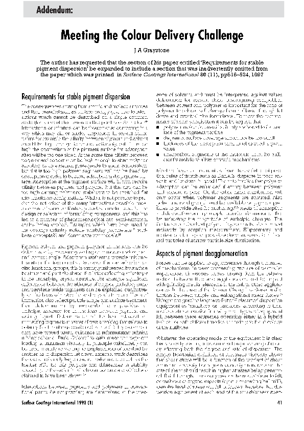 (PDF) Meeting the colour delivery challenge