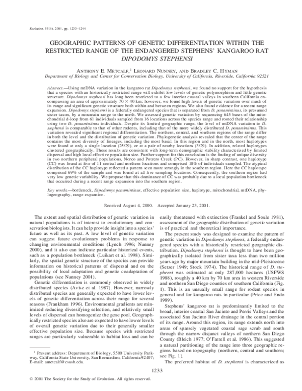 (PDF) Geographic Patterns of Genetic Differentiation Within the ...