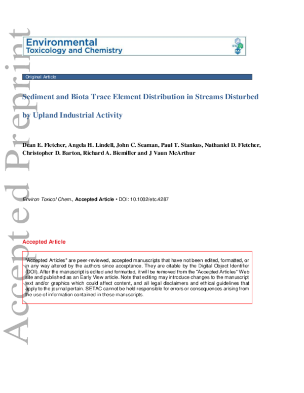 (PDF) Sediment and biota trace element distribution in streams ...