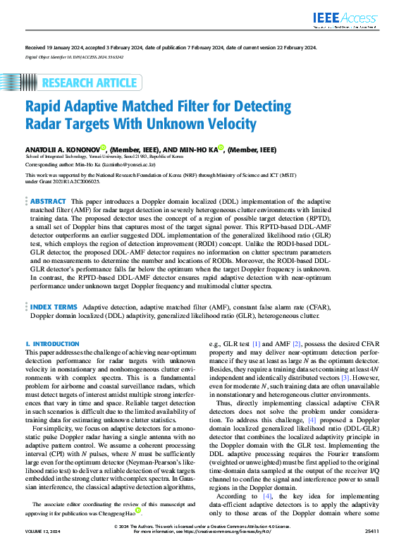 (PDF) Rapid Adaptive Matched Filter for Detecting Radar Targets With ...