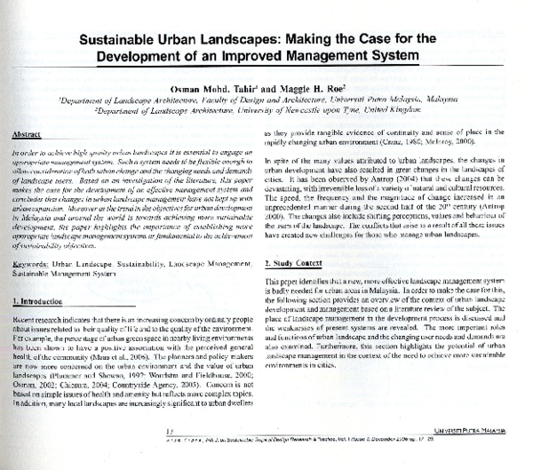 Picture Idea: Pdf Sustainable Urban Landscapes Making The Case For The Development