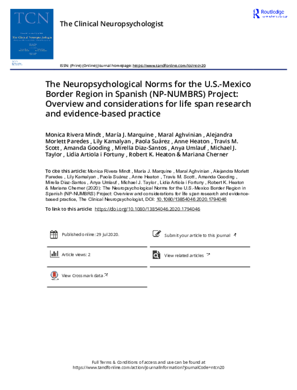 (PDF) The Neuropsychological Norms for the U.S.Mexico Border Region in Spanish (NPNUMBRS