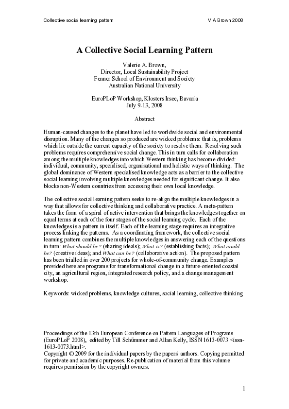 (PDF) A Collective Social Learning Pattern