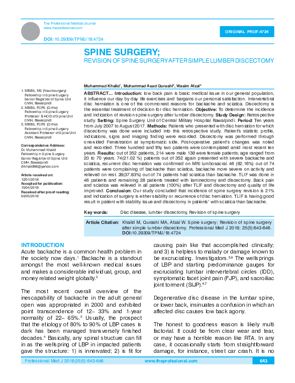 (PDF) Spine Surgery