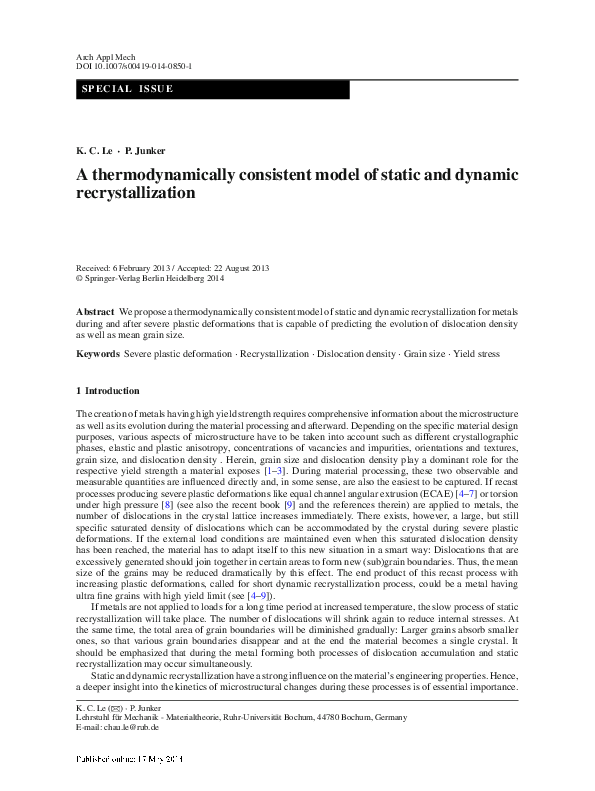 (PDF) A thermodynamically consistent model of static and dynamic ...