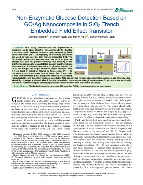 (PDF) Non-Enzymatic Glucose Detection Based on GO/Ag Nanocomposite in ...