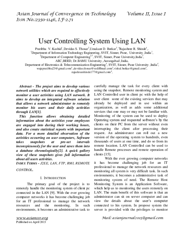 User Controlling System Using LAN