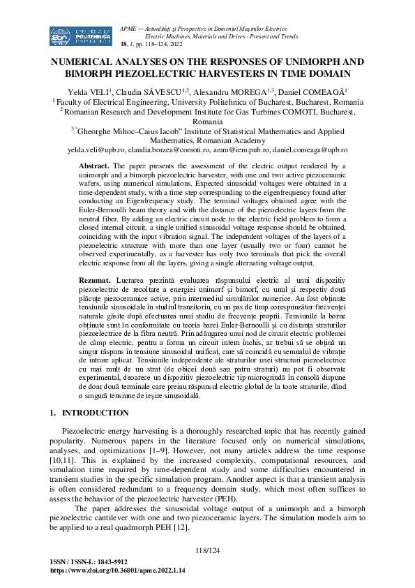 (PDF) Numerical Analyses on the Responses of Unimorph and Bimorph ...