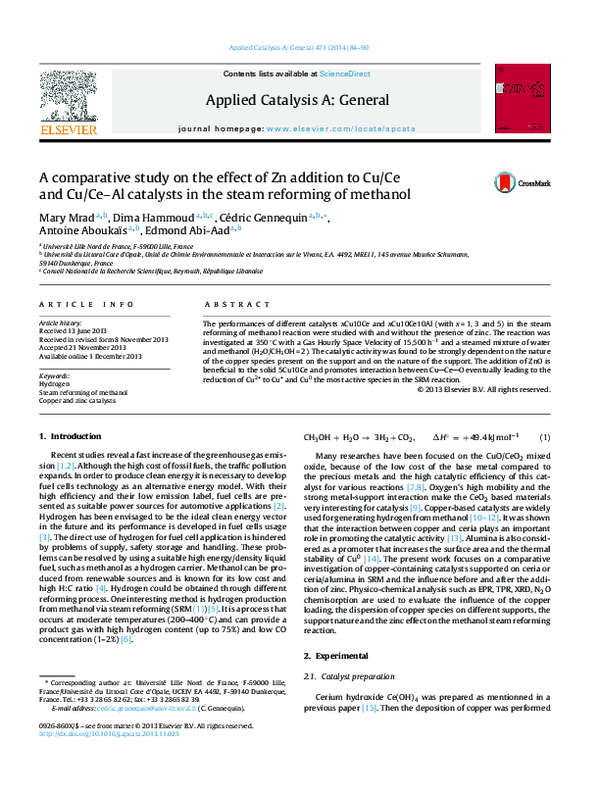 (PDF) A comparative study on the effect of Zn addition to Cu/Ce and Cu ...