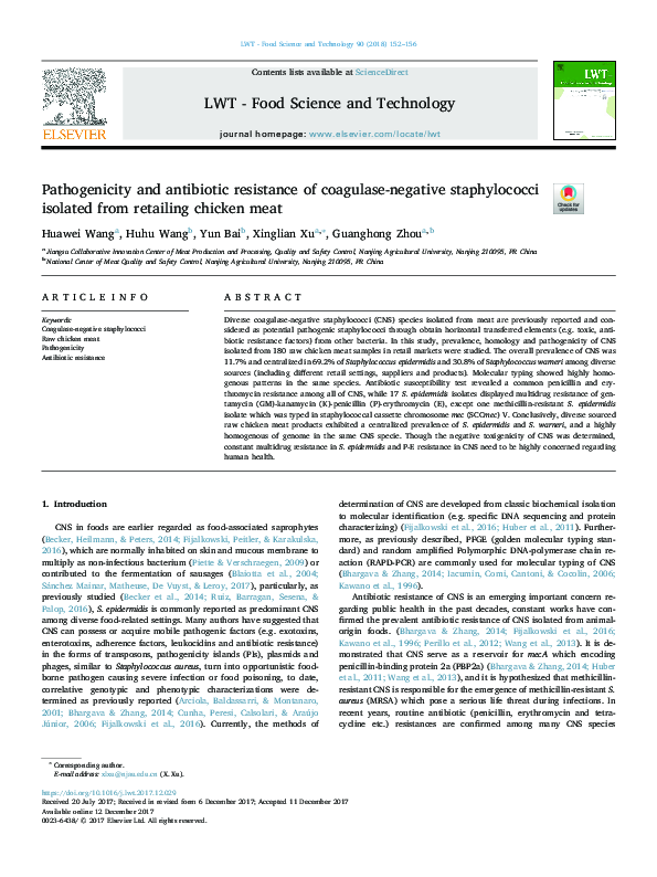 (PDF) Pathogenicity and antibiotic resistance of coagulase-negative ...