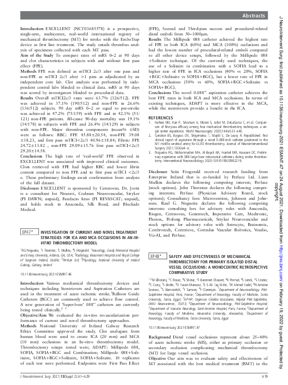 (PDF) EP48* Safety and effectiveness of mechanical thrombectomy for ...