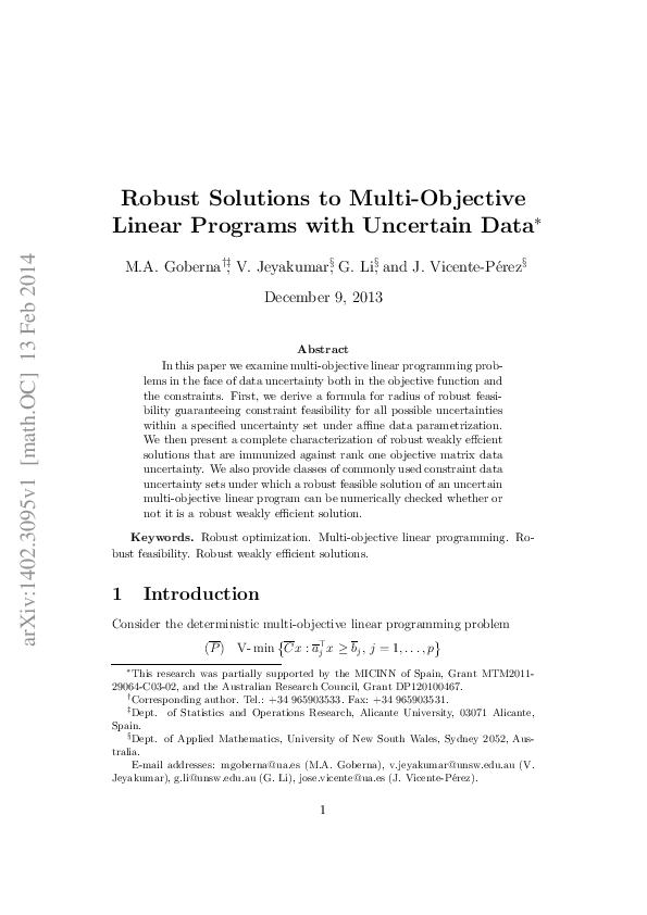 (PDF) Robust Solutions to Multi-Objective Linear Programs with ...