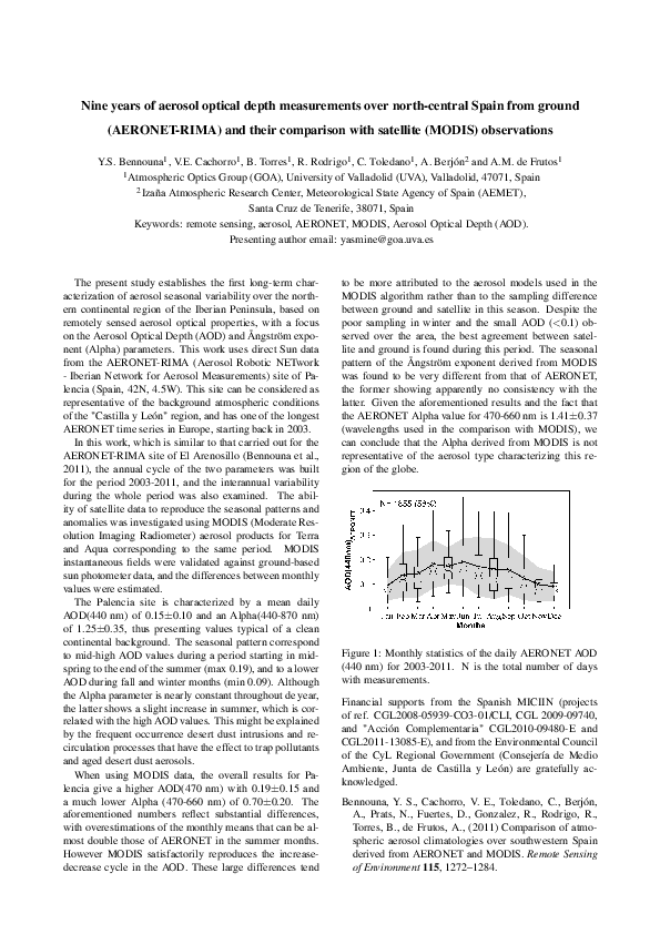 (PDF) Nine years of aerosol optical depth measurements over north ...