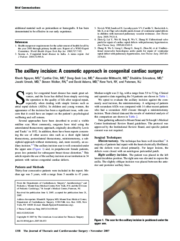 (PDF) The axillary incision: A cosmetic approach in congenital cardiac ...
