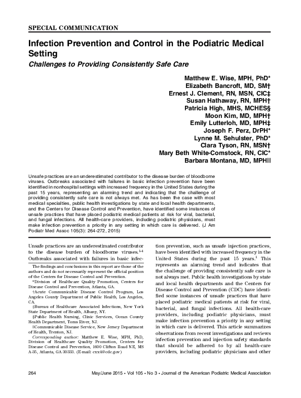 (PDF) Infection Prevention and Control in the Podiatric Medical Setting ...