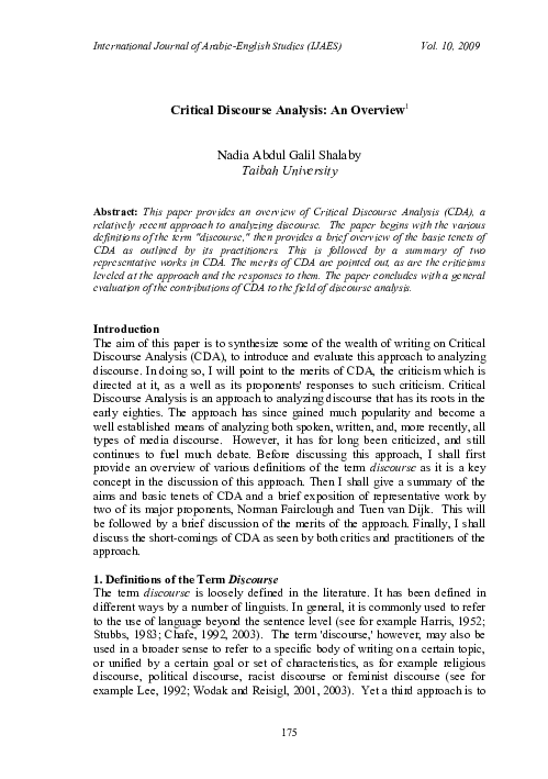 (PDF) Critical Discourse Analysis: An Overview1