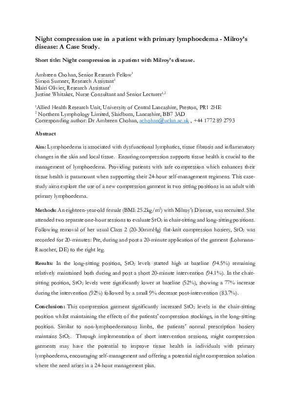 (PDF) Case study: night compression use in a patient with Milroy's disease