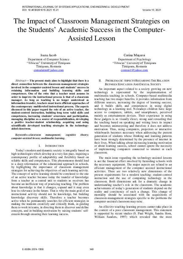 (PDF) The Impact of Classroom Management Strategies on the Students ...