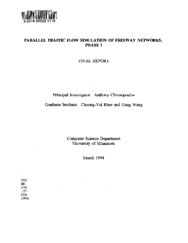 (PDF) Parallel Traffic Flow Simulation of Freeway Networks