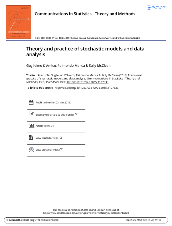 (PDF) Theory and practice of stochastic models and data analysis
