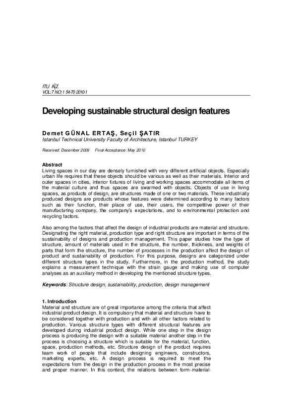 (PDF) Developing sustainable structural design features