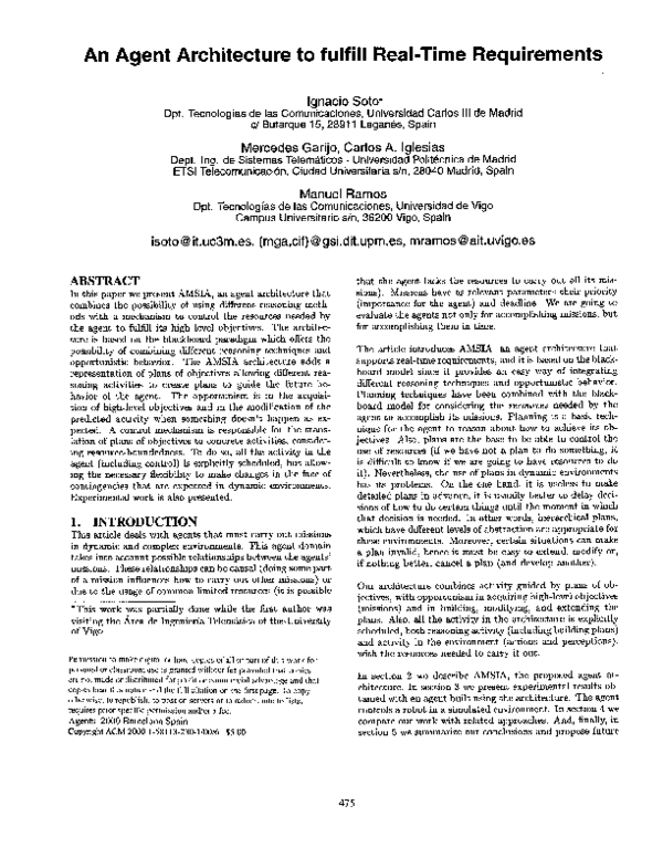 (PDF) An agent architecture to fulfill real-time requirements