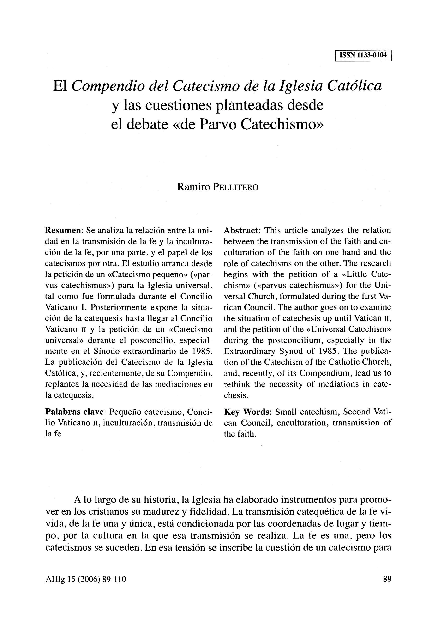 (PDF) El «Compendio del Catecismo de la Iglesia Católica» y las ...