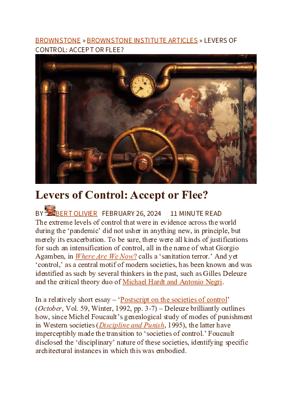 (DOC) Levers of Control: Accept or Flee