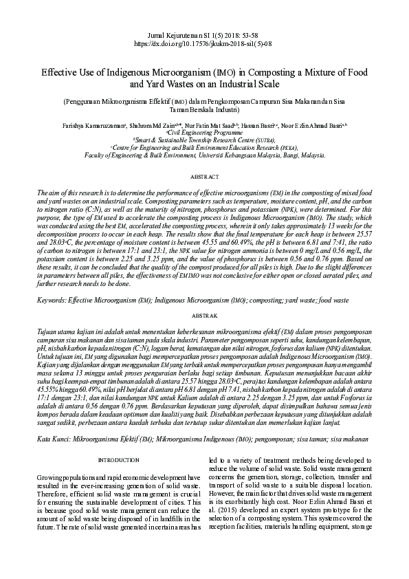 (PDF) Effective Use of Indigenous Microorganism (IMO) in Composting a ...