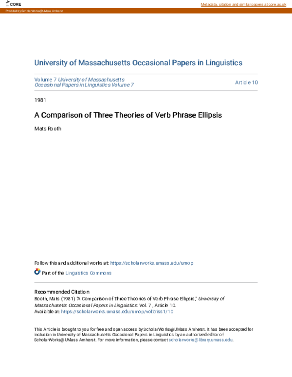 (PDF) A comparison of three theories of verb phrase ellipsis