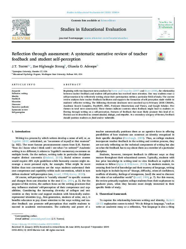 (PDF) Reflection through assessment: A systematic narrative review of ...