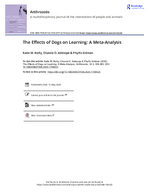 (PDF) The Effects of Dogs on Learning: A Meta-Analysis