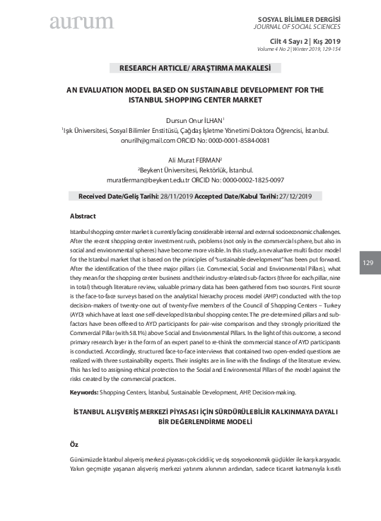 (PDF) An Evaluation Model Based on Sustainable Development for the ...