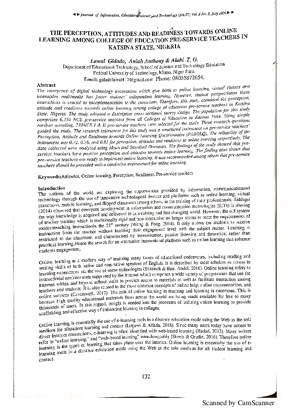 (PDF) The perception, attitudes and readiness towards online learning ...