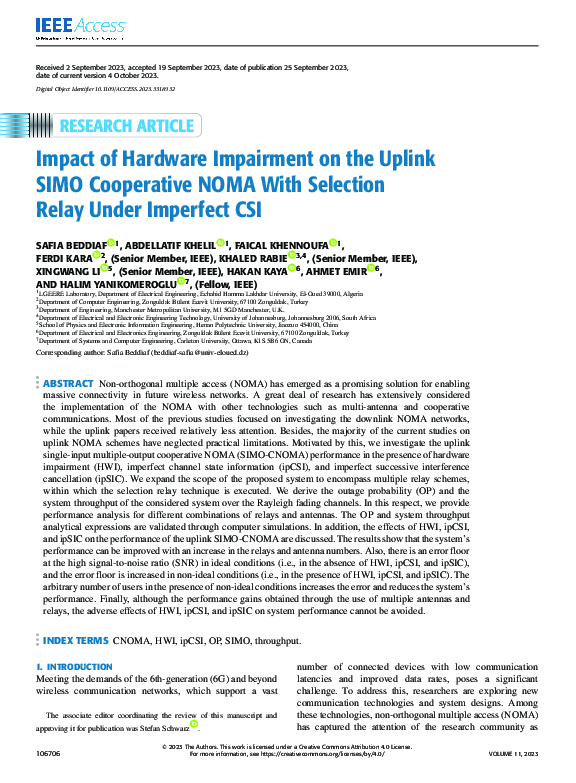 (PDF) Impact of Hardware Impairment on the Uplink SIMO Cooperative NOMA ...