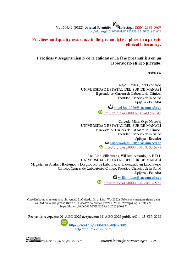 Pdf Prácticas Y Aseguramiento De La Calidad En La Fase Preanalítica