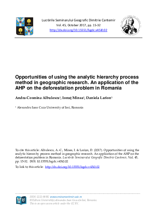 (PDF) Opportunities of using the analytic hierarchy process method in ...