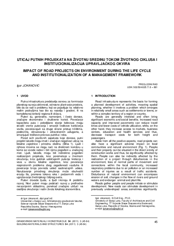(PDF) Impact of road projects on environment during the life cycle and ...